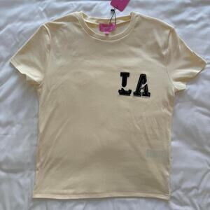 Edikted Cali Babe T Shirt LA cream cow print